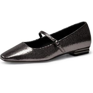 Brand New!  GotSoft Textured Metallic Mary Jane Flat in Gunmetal